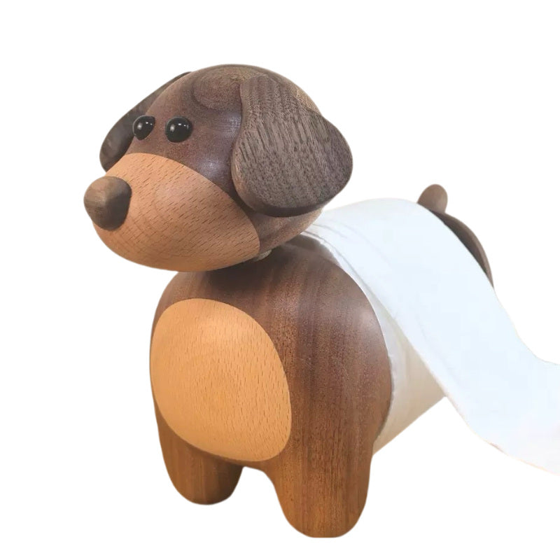 Wooden Dog Toilet Paper Holder – Cute Dog-Shaped Tissue Dispenser & Bathroom Decor