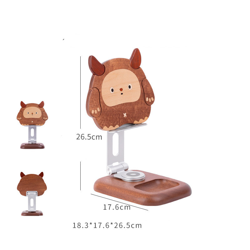 Wooden Double-Horned Monster Folding Phone Stand