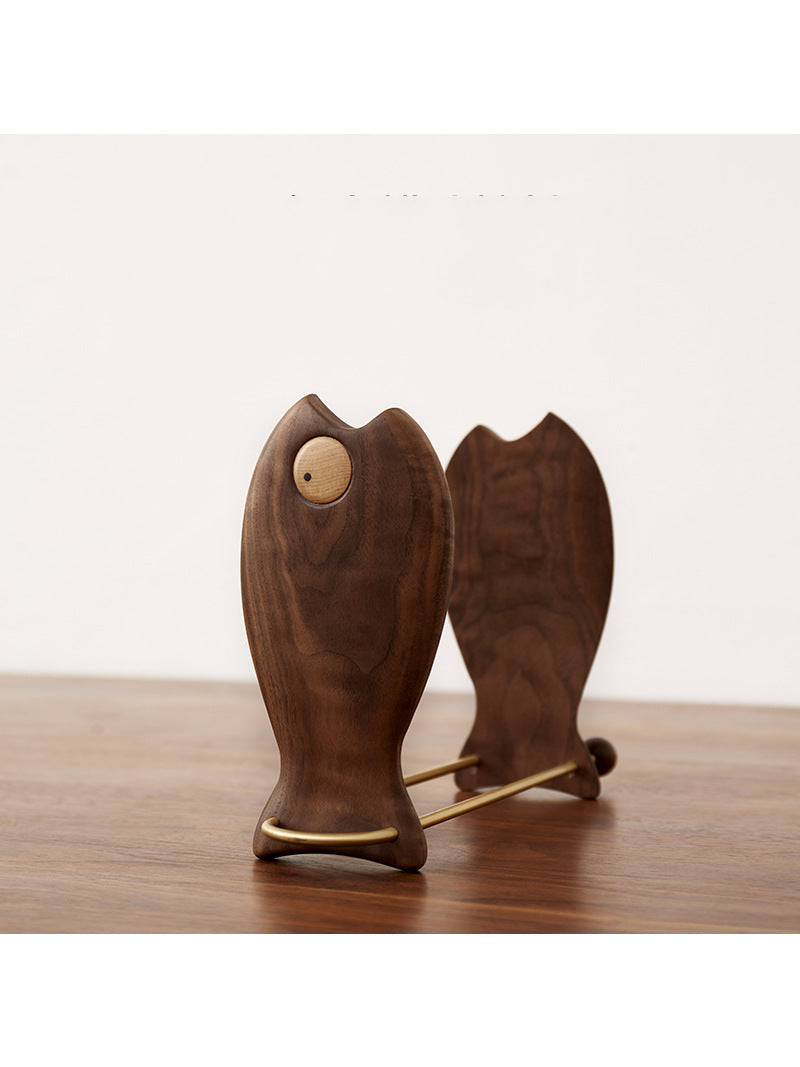 Wooden Strange Fish Study Bookends, Office Desktop Decoration