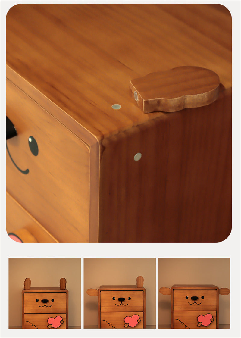 Wooden Puppy Storage Box – 2-Drawer Organizer for Jewelry, Stationery & Trinkets