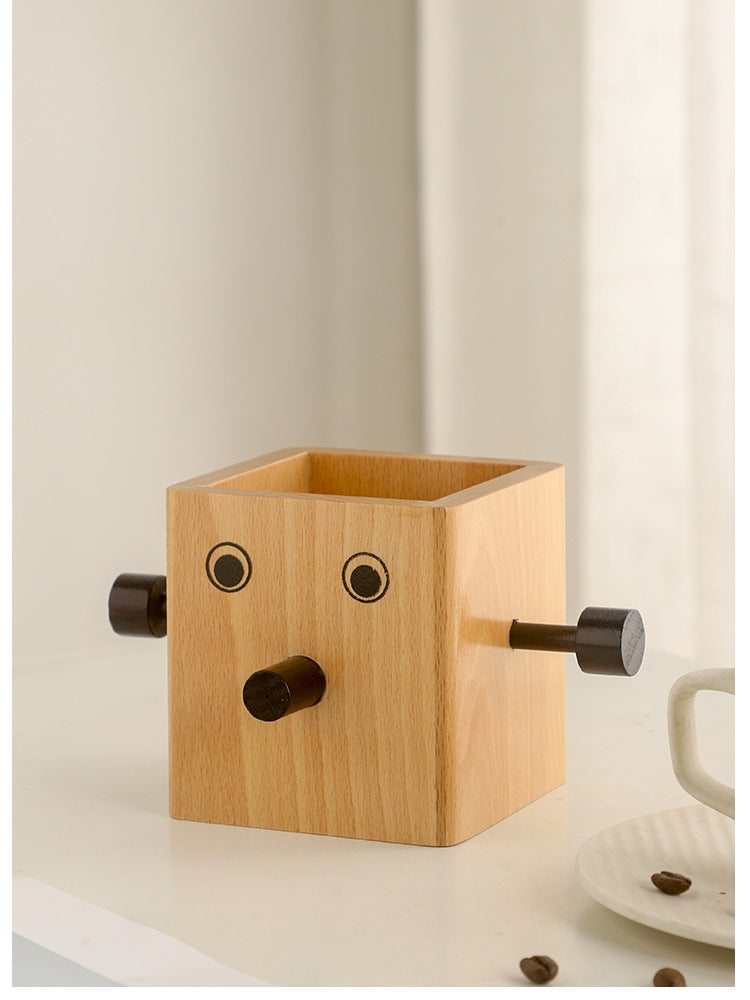 Wooden Robot Pen Holder and Glasses Stand: Fun and Functional Desk Organizer