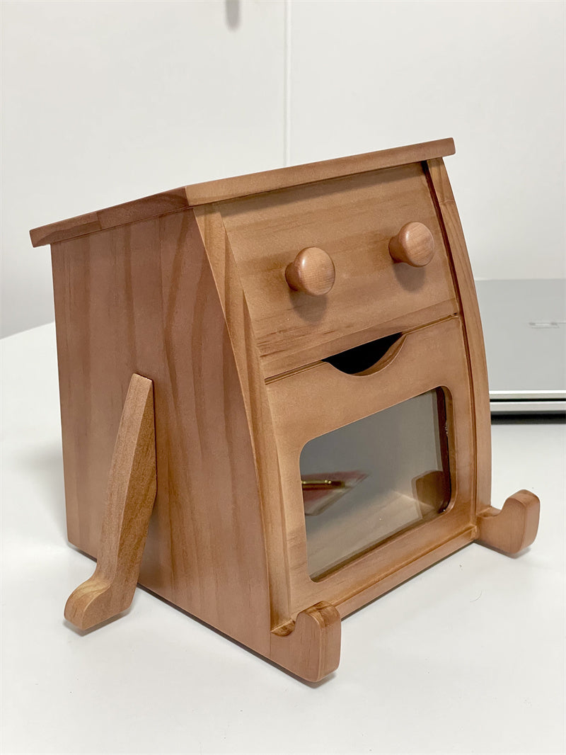 Wooden Robot Piggy Bank - Transparent Savings Jar , Creative Gifts,Bedroom Decoration