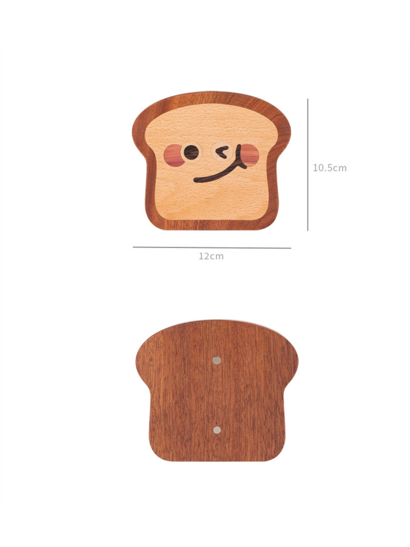 Wooden Toast Coasters Set - 5 Piece Cartoon Face Drink Mats,Kitchen Ideas