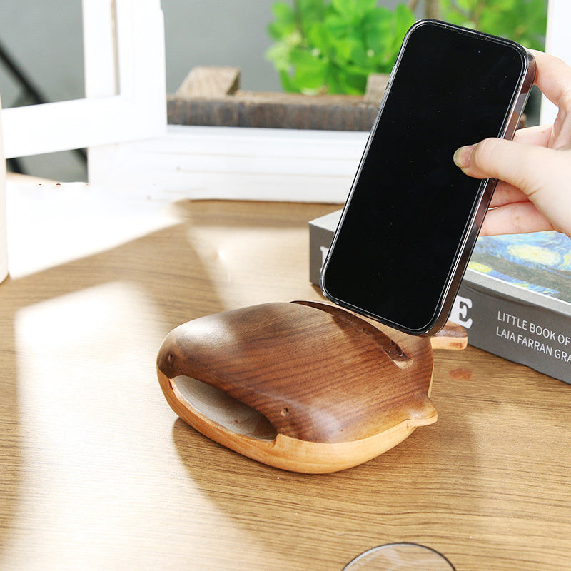 Wooden Whale Phone Stand with Natural Sound Amplification