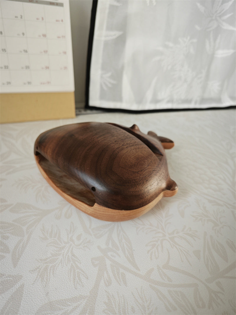 Wooden Whale Phone Stand with Natural Sound Amplification