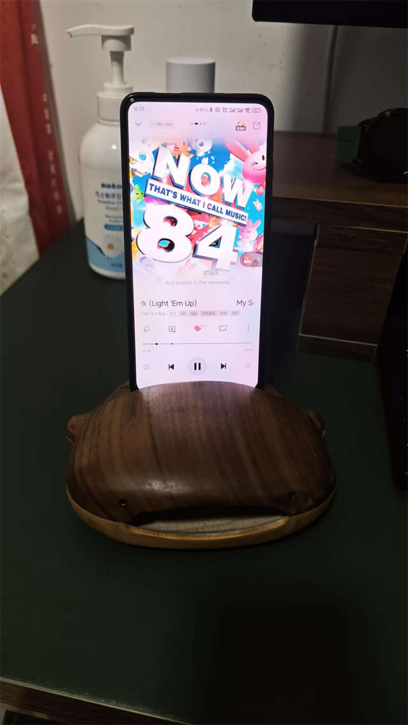 Wooden Whale Phone Stand with Natural Sound Amplification
