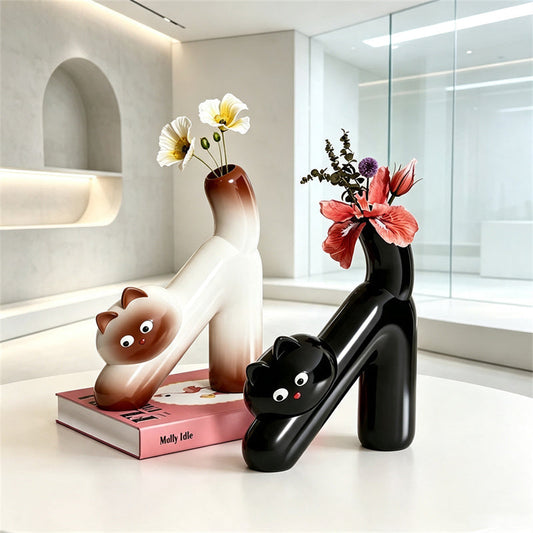 Charming Cat Vase Decor Add Warmth and Vitality to Your Home