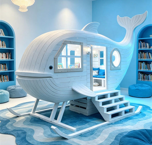 Dreamy Wooden Kids Playhouse Loft Beds | Castle, Rocket & Whale