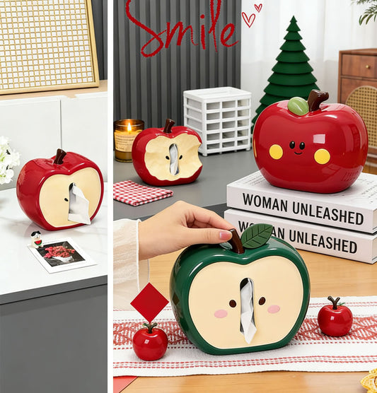 Novelty Apple Core Tissue Box, Decorative Paper Towel Dispenser for Home & Office, Fun Gift Idea