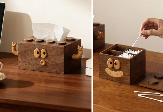 The Whimsical Black Walnut "Little Monster" Wooden Organizer Series