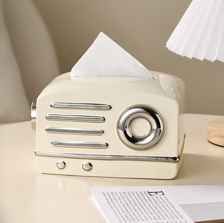 Creative Ceramic Radio Tissue Box, Art Design