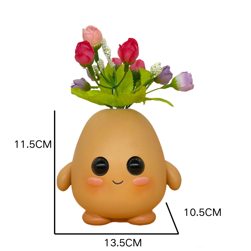 Cute Character Face Vase - Office Desk Pen Holder, Small Ornaments