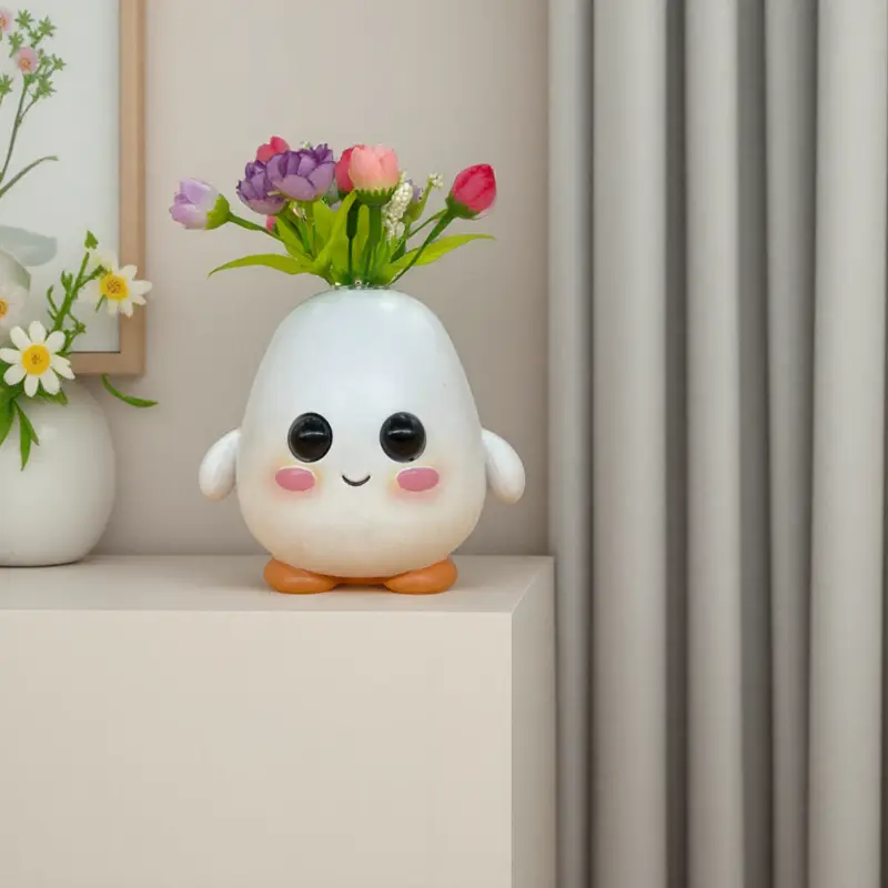 Cute Character Face Vase - Office Desk Pen Holder, Small Ornaments
