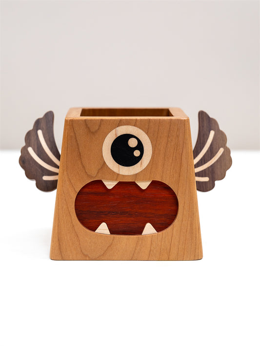 Cute Monster Wooden Pen Holder – Whimsical Desk Organizer for Pens, Pencils & Stationery