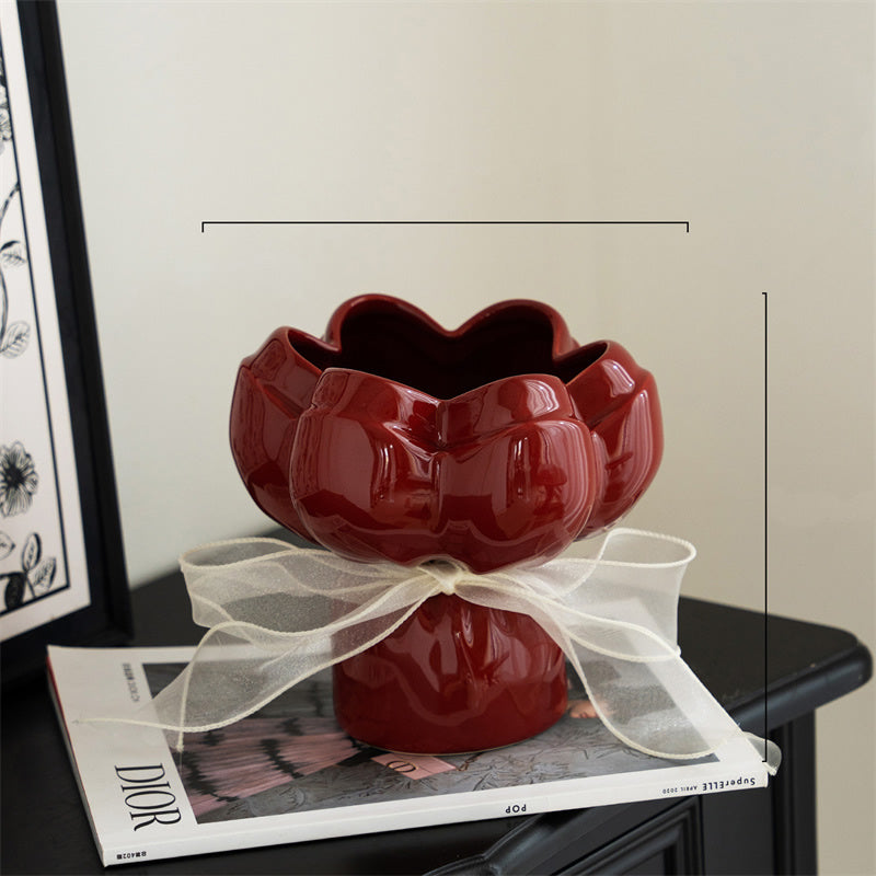 Flower - Shaped Ceramic Vase, Romantic Decorative Vases for Home&Wedding