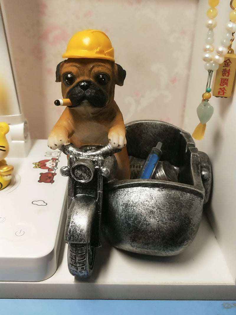 Funny Dog Riding Motorcycle Ashtray, Creative Gift, Unique Desktop Decoration