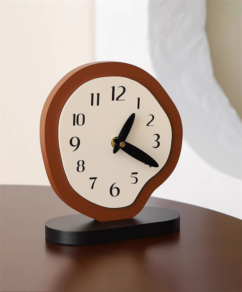 Irregular - Shaped Wooden Table Clock, Artistic Decorative Timepiece