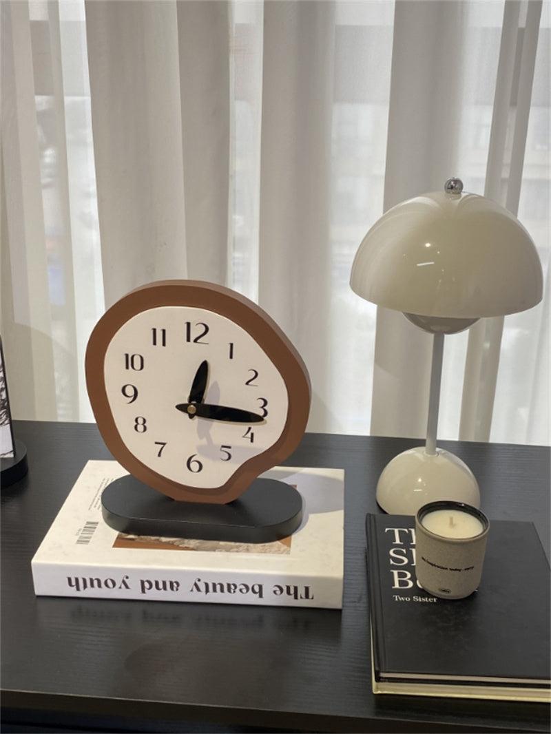 Irregular - Shaped Wooden Table Clock, Artistic Decorative Timepiece