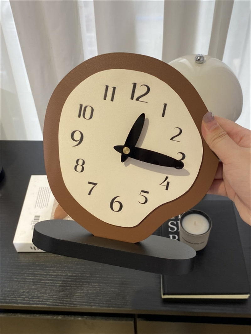Irregular - Shaped Wooden Table Clock, Artistic Decorative Timepiece
