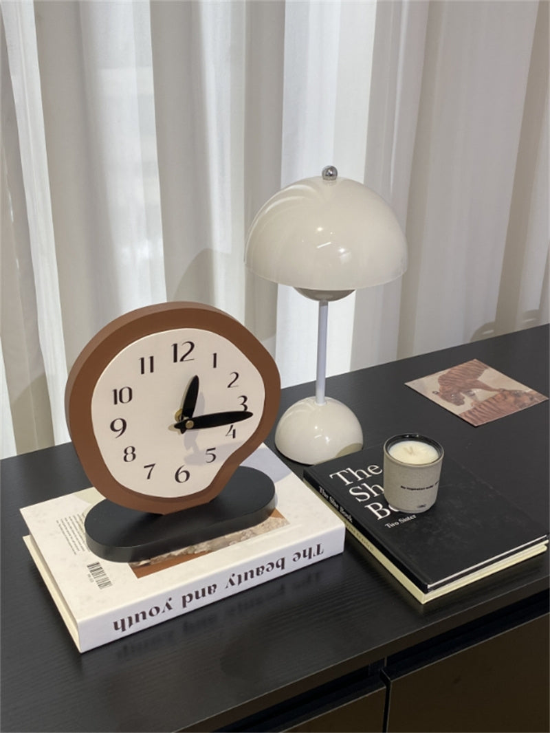 Irregular - Shaped Wooden Table Clock, Artistic Decorative Timepiece