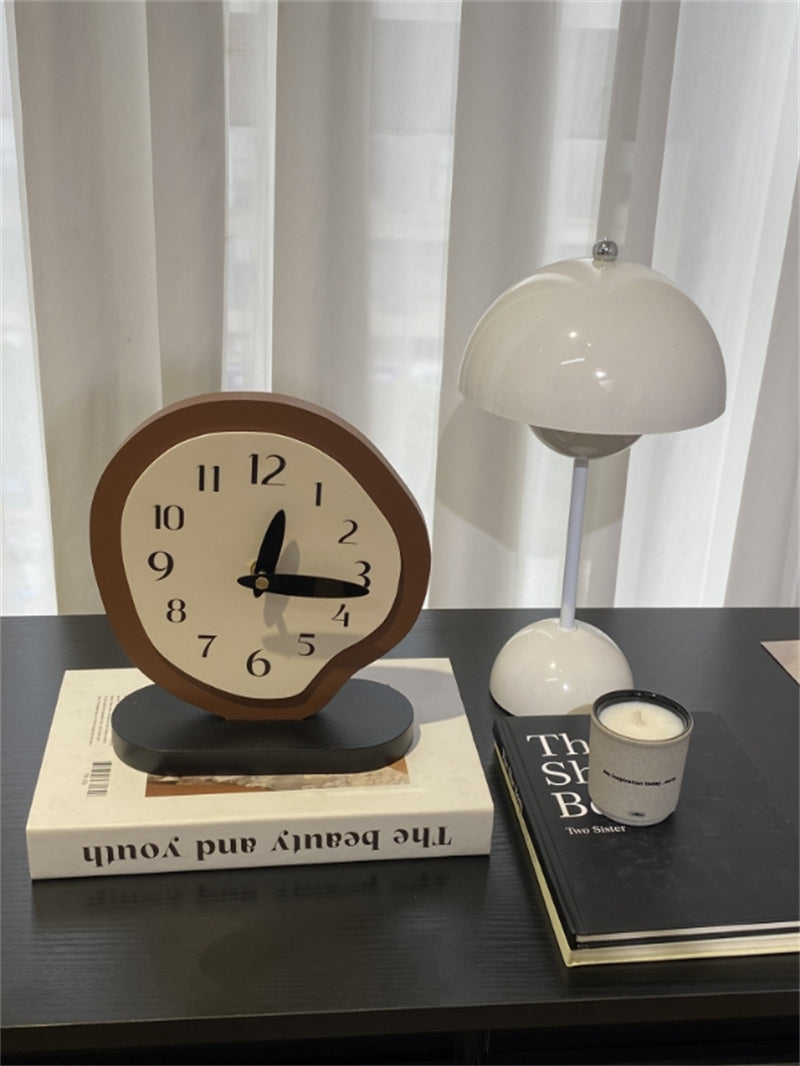 Irregular - Shaped Wooden Table Clock, Artistic Decorative Timepiece