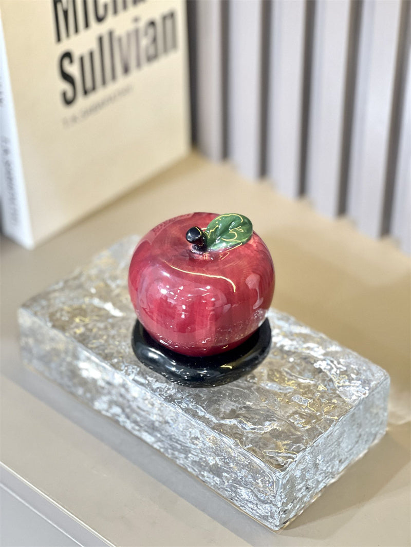 Red Apple & Pear Ceramic Toothpick Holder, Kitchen & Bathroom Countertop Decor