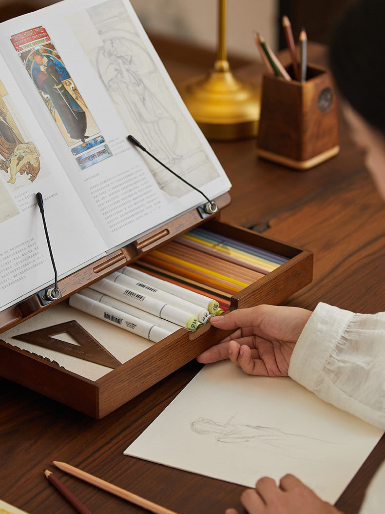 Wooden Reading Rack, Ipad Painting Stand, Drawer Storage Box