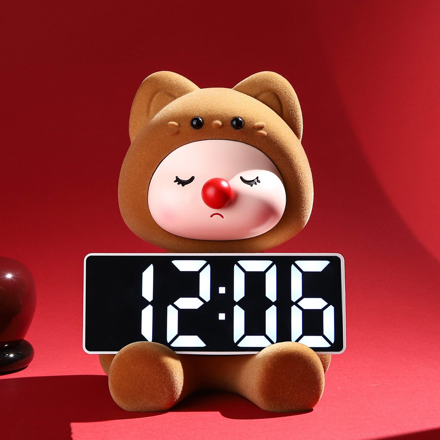 Cute Bunny Character Digital Clock - Rabbit&Cat Desktop Alarm Clock with LED Display