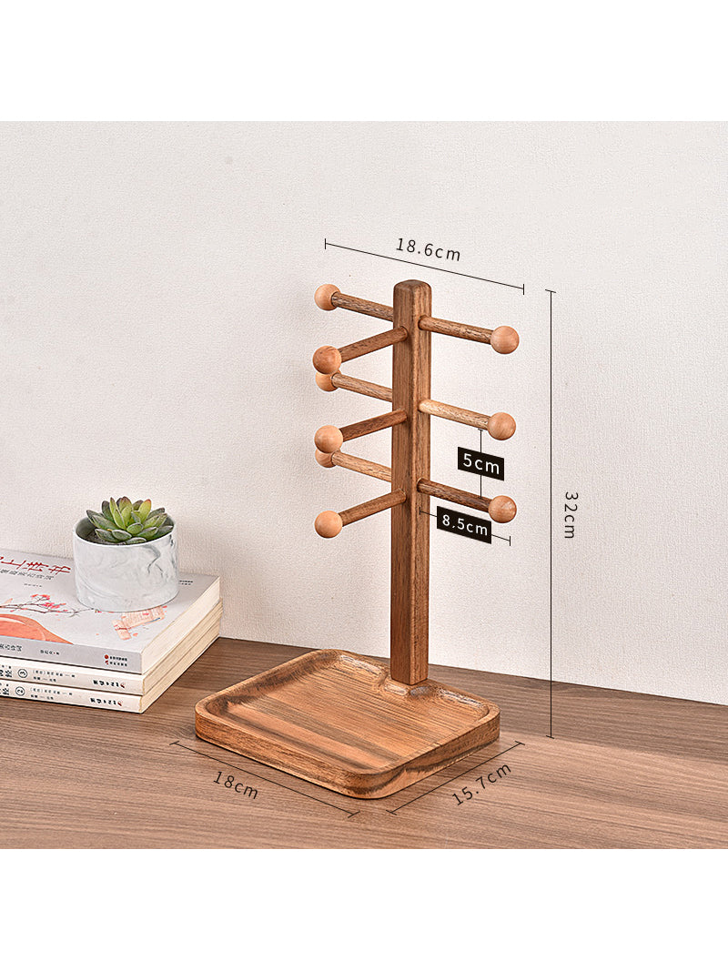 Unique Wooden Multi-Layer Glasses Stand, Jewelry Storage Rack, Desktop Display Stand