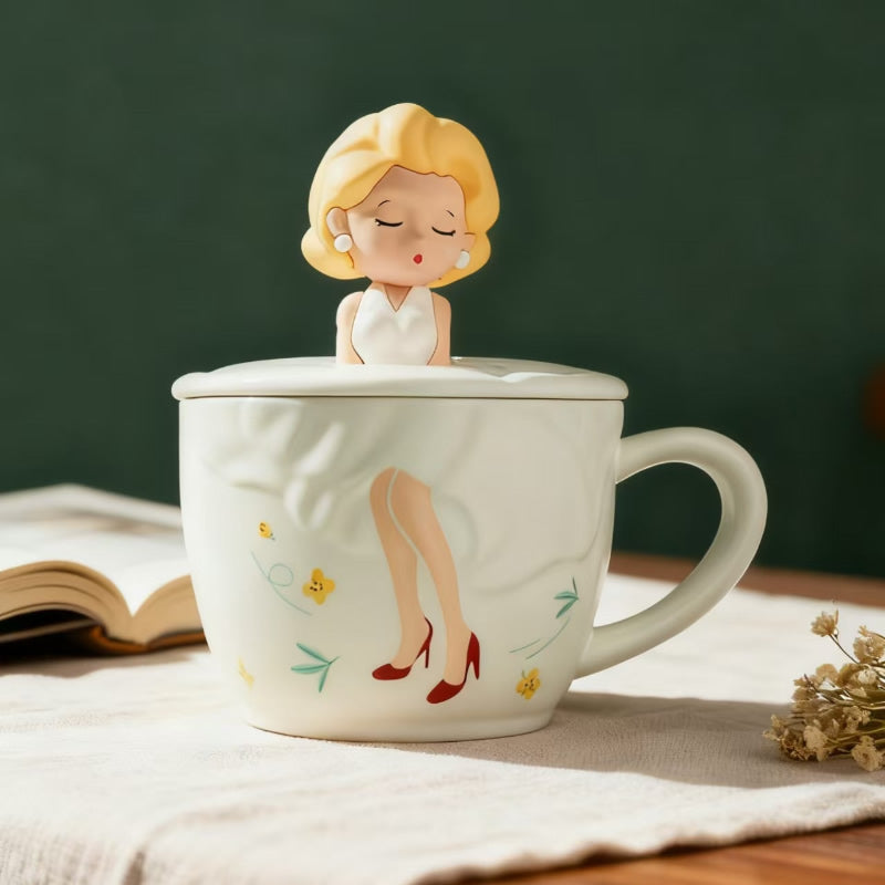 Cartoon Dancing Girl Ceramic Mug , Creative Decorative Drinkware