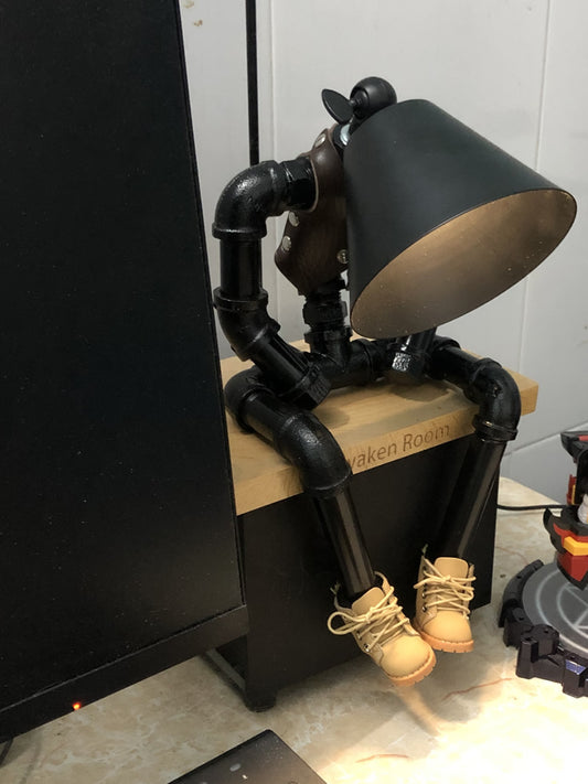 Amazing punk robot office bedroom table lamp, industrial style design art