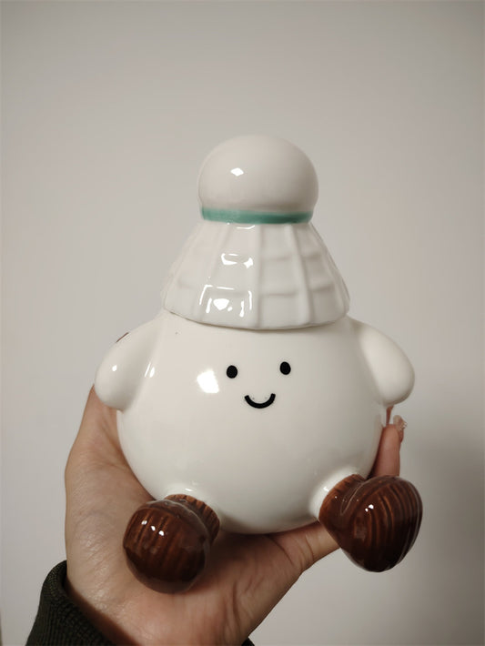 Cute Badminton Character Ceramic Mug - Cartoon Sports-Themed Coffee Cup