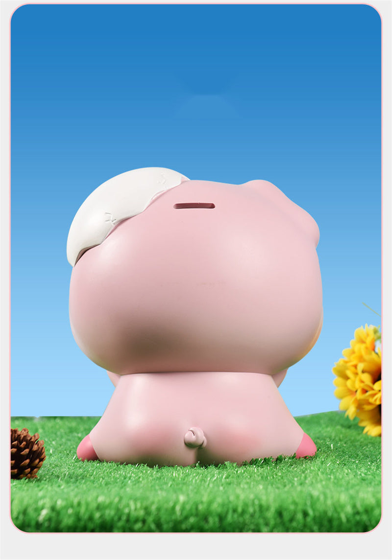 Cute Blush Pink Piggy Bank, Cartoon Animal Coin Storage Jar for Kids & Desktop Decor