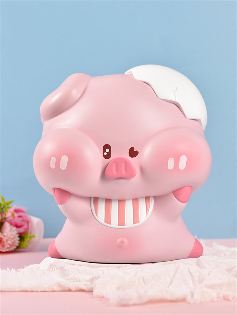 Cute Blush Pink Piggy Bank, Cartoon Animal Coin Storage Jar for Kids & Desktop Decor