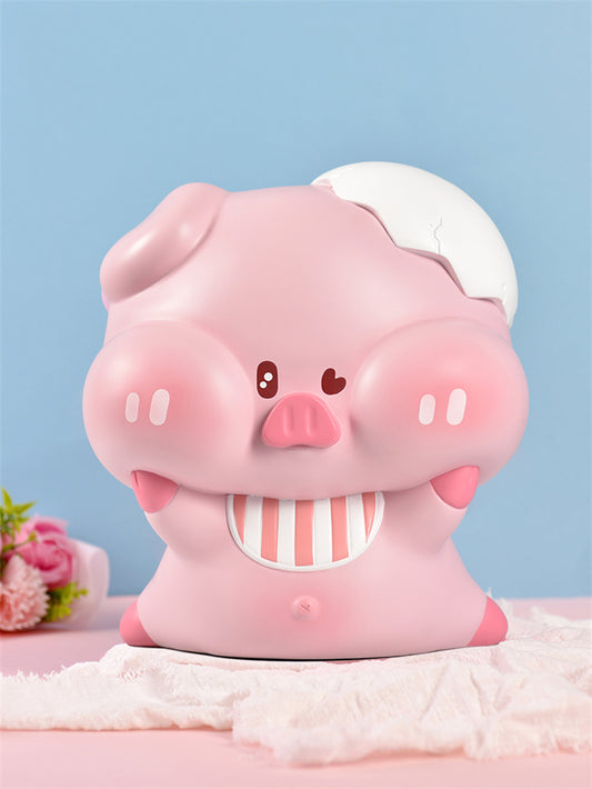 Cute Blush Pink Piggy Bank, Cartoon Animal Coin Storage Jar for Kids & Desktop Decor