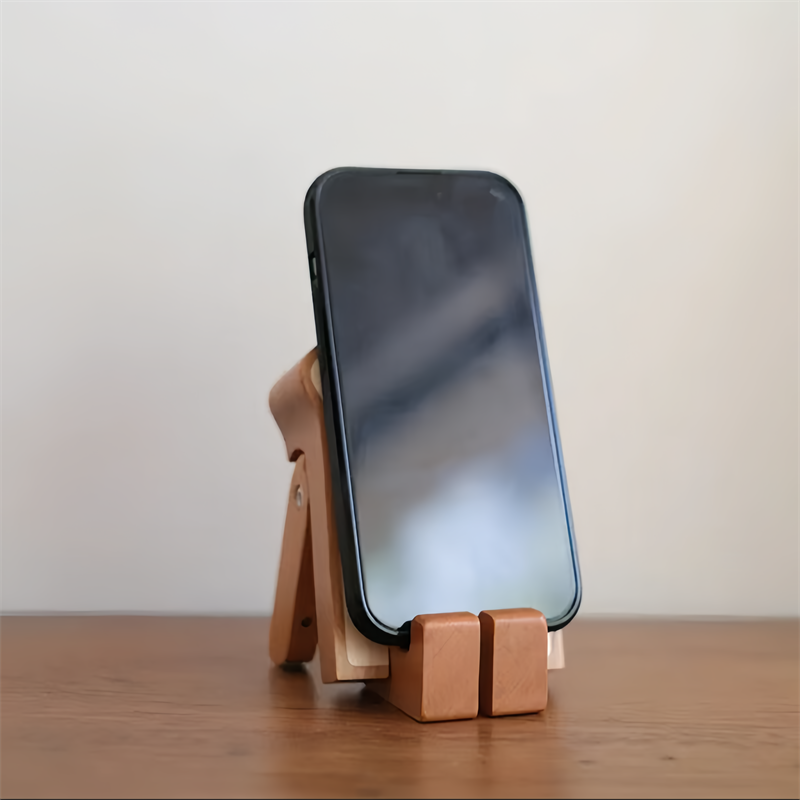 Cute Wooden Toast - Shaped Phone Stand, Foldable Desk Phone Holder with Cartoon Design