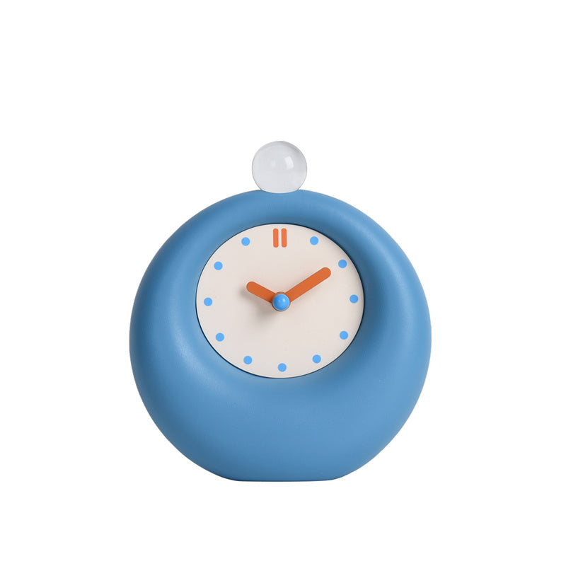 Minimalist Blue Alarm Clock, Cute Round Desktop Clock,Office Decor