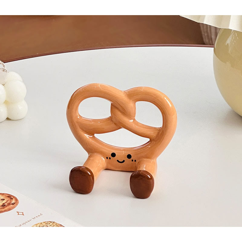Cute Biscuit & Pretzel Shaped Phone Stand - Decorative Desktop Holder for Phone