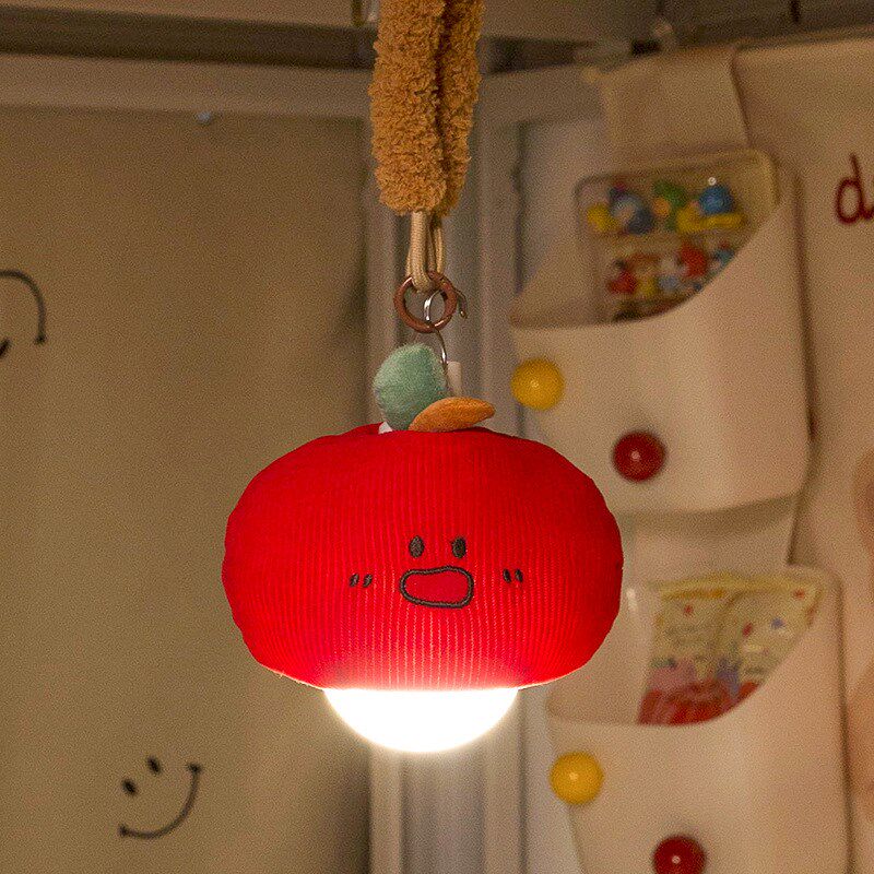 Kawaii Plush Fruit Pull Night Light - Whimsical Pear & Apple Hanging LED Lamp - Baby Nursery Decor, Creative Gift for Kids