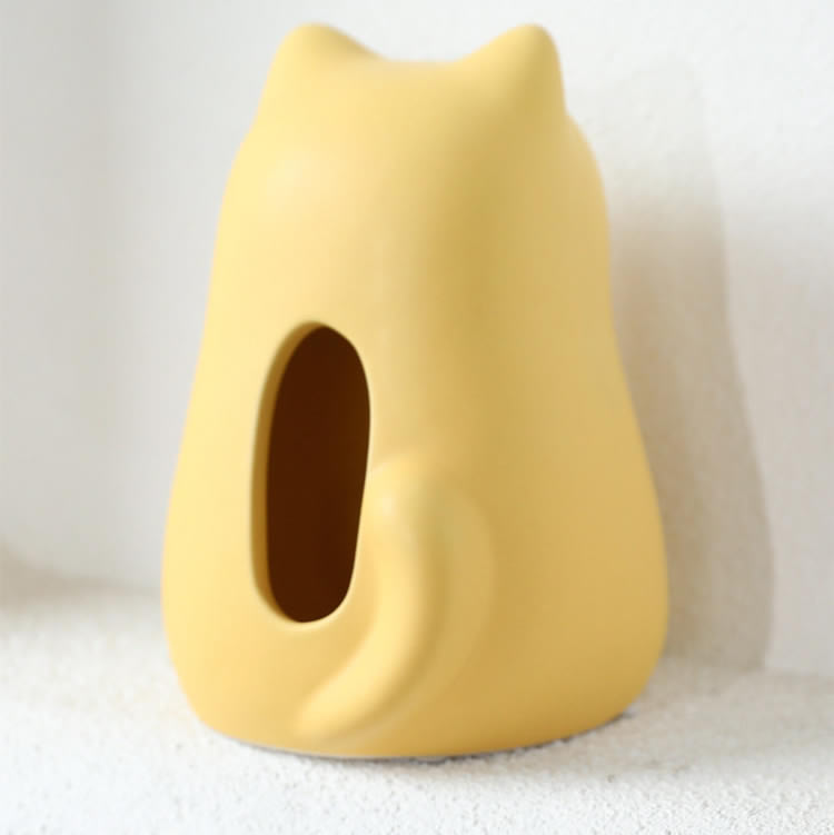 Abstract Art Cat Ceramic Tissue Box , Minimalist Matte Cat Tissue Holder,Home Decor for Bathroom, Bedroom & Living Room