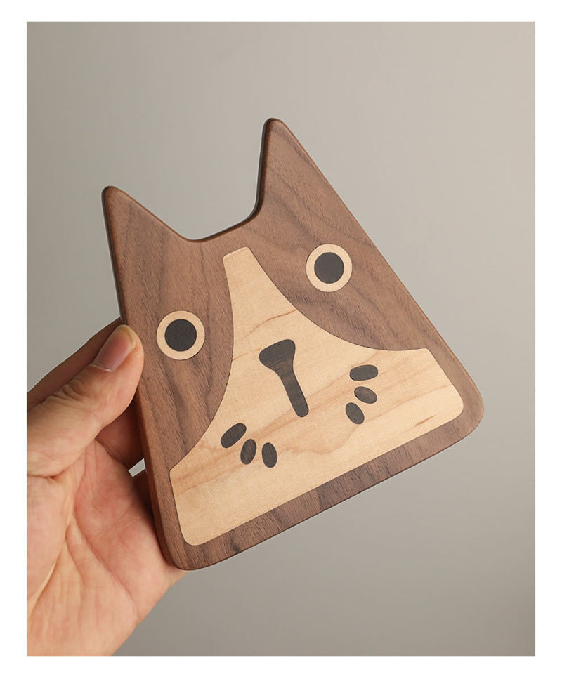 Abstract Art Cat Wooden Bookends - Handmade Solid Wood Book Stoppers for Home Office Decor Gift