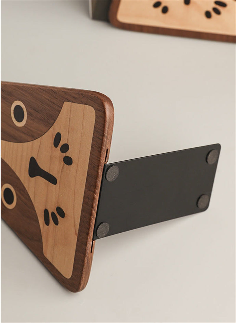 Abstract Art Cat Wooden Bookends - Handmade Solid Wood Book Stoppers for Home Office Decor Gift