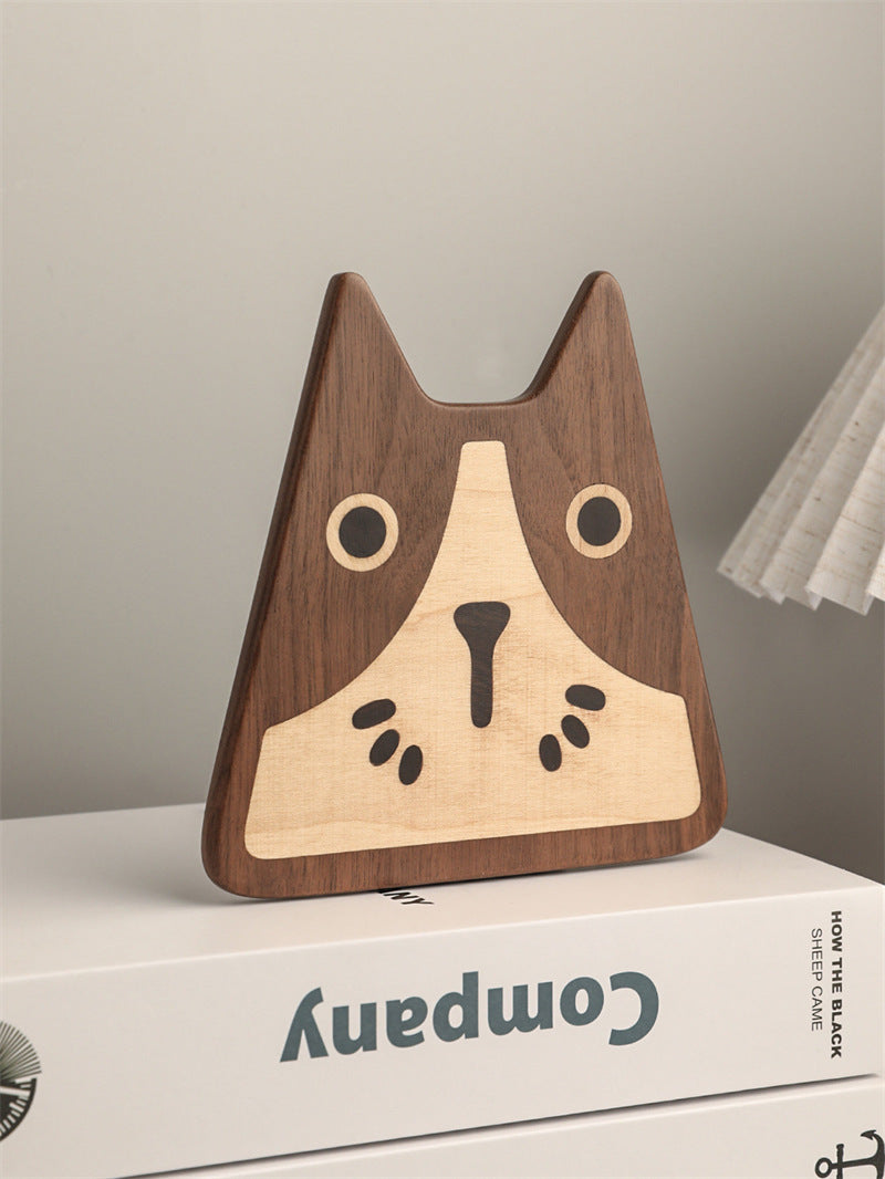 Abstract Art Cat Wooden Bookends - Handmade Solid Wood Book Stoppers for Home Office Decor Gift