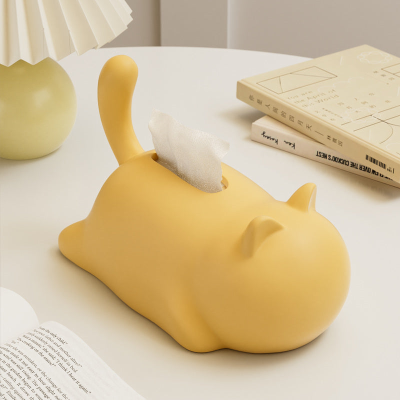 Abstract Cat Ceramic Tissue Box – Artistic Cat-Shaped Tissue Holder for Living Room, Bedroom & Office