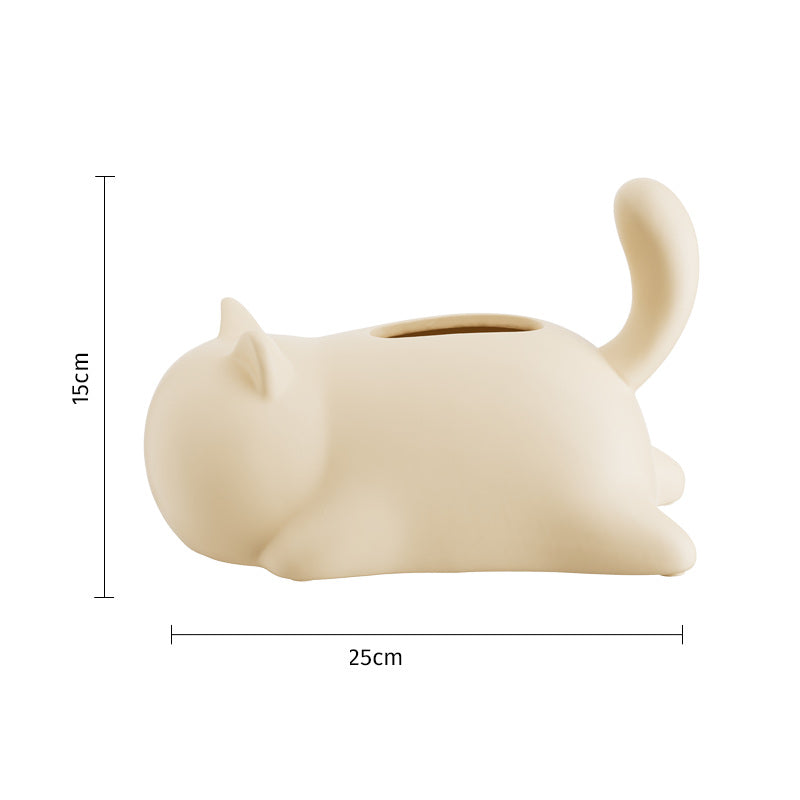 Abstract Cat Ceramic Tissue Box – Artistic Cat-Shaped Tissue Holder for Living Room, Bedroom & Office