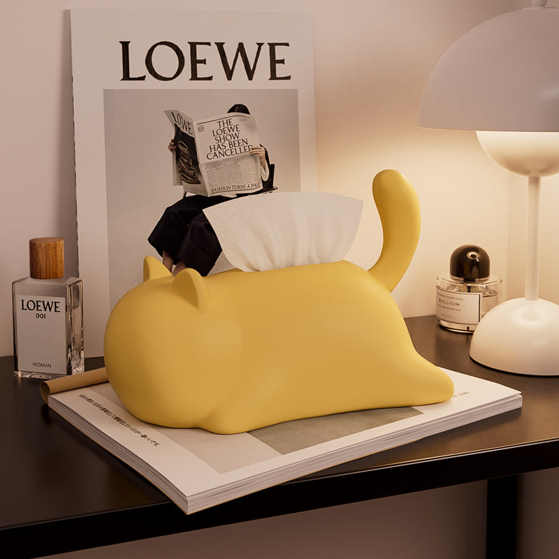 Abstract Cat Ceramic Tissue Box – Artistic Cat-Shaped Tissue Holder for Living Room, Bedroom & Office