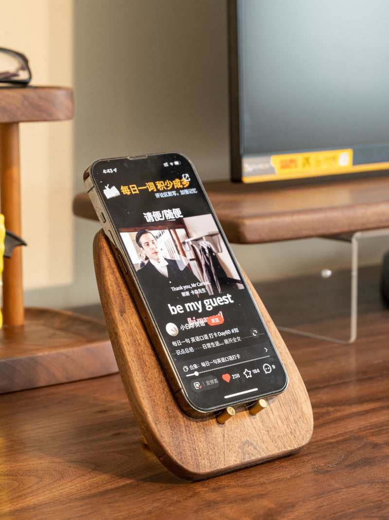 Abstract Cat Shape Black Walnut Phone Holder – MoreAngle