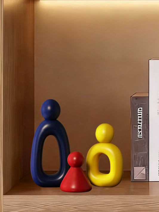 Abstract Family Figurine Statue Set, Modern Minimalist 3‑Piece Family Sculpture for Shelf Table Home Decor