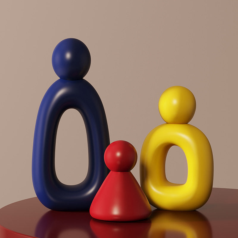 Abstract Family Figurine Statue Set, Modern Minimalist 3‑Piece Family Sculpture for Shelf Table Home Decor