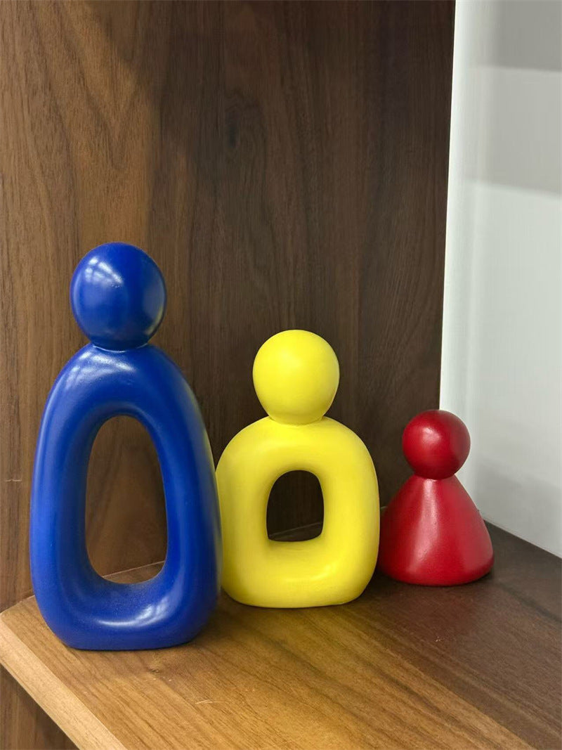 Abstract Family Figurine Statue Set, Modern Minimalist 3‑Piece Family Sculpture for Shelf Table Home Decor